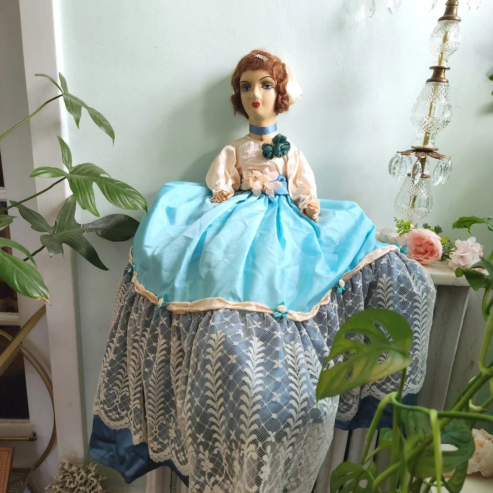 Antique French Boudoir Doll Large Composition Face‎ Art Deco Hollywood Regency - Picture 2 of 12